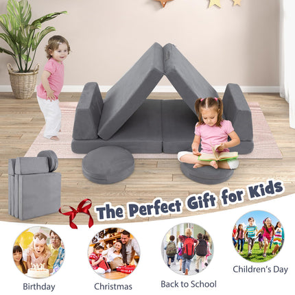 Costzon Modular Kids Play Couch, 6 PCS Toddler Creative Imaginative Furniture Play Set