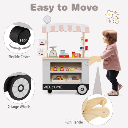 Costzon Toddler Pretend Market Stand Shop Play Set w/ 30PCS Play Toy