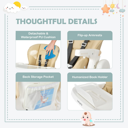 Costzon High Chair for Babies & Toddlers, Foldable High Chair w/ Adjustable Height/Backrest/Footrest