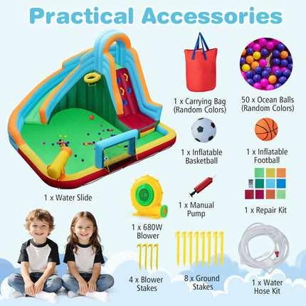 Costzon 6 in 1 Kids Inflatable Water Slide