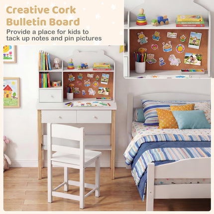 Costzon Kids Desk and Chair Set Wooden Study Writing Table