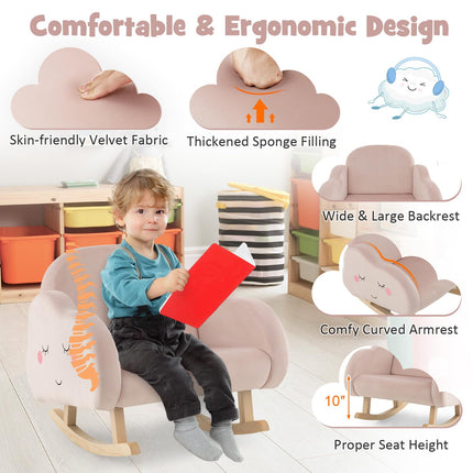 Costzon Kids Sofa, Rocking Chair with Solid Wood Frames, Toddler Furniture Armchair