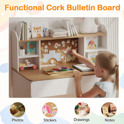 Costzon Kids Study Desk Student Writing Table with Cork Bulletin Board