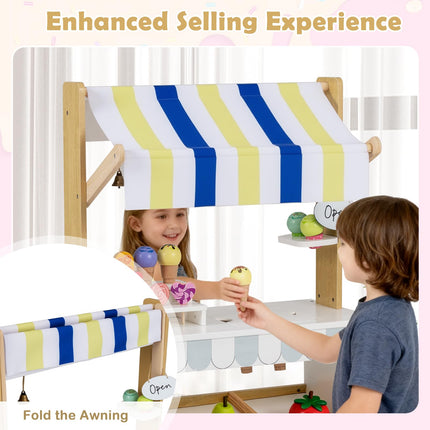 Costzon Kids Ice Cream Cart | 2-in-1 Grocery Store Playset w/Display Shelves