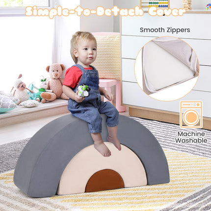 Costzon 3 Pieces Toddlers Climbing Toys, Rainbow Shaped Indoor Foam Play Set, Soft Climbing Blocks for Kids