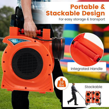 Costzon Commercial Air Blower, 2HP/1500W Bounce House Blower