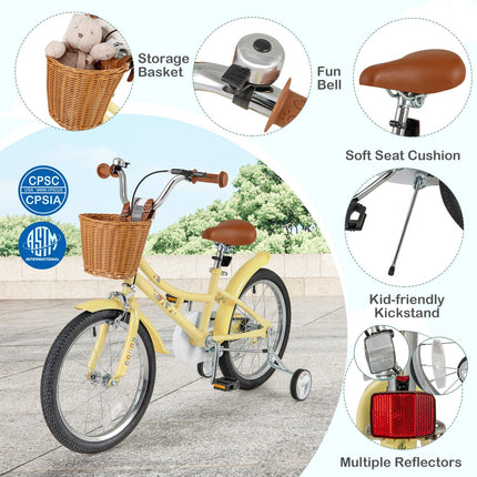 Costzon Kids Bike, 18 Inch Retro Child Bike for 3-8 Years Old w/Adjustable Height