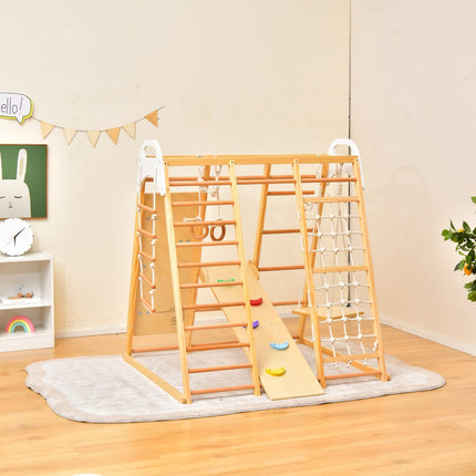 Kids Indoor Playground Jungle Gym with Slide, Climbing Rock/Net -  Costzon