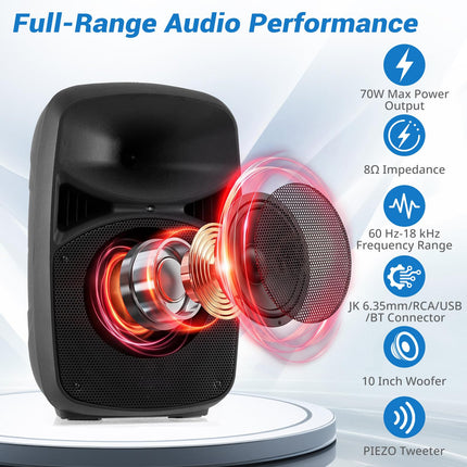 Costzon Portable 10" Bluetooth PA Speaker Set with Dual Speakers