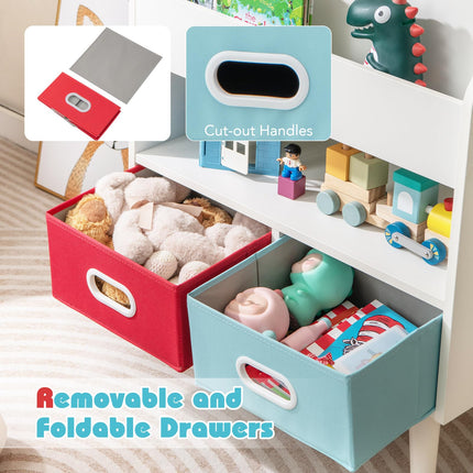 Costzon Kids Bookshelf, 5-Tier Wooden Children’s Book Rack with 2 Cube Bins for Books and Toys