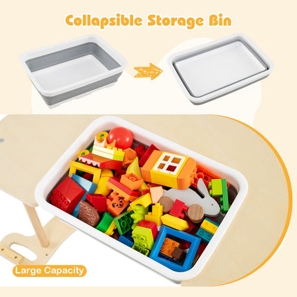 Costzon Wooden Arch Sensory Table 8 in 1 Montessori Climbing Gym with Collapsible Storage Bin