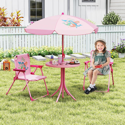 Costzon Kids Outdoor Table with 2 Folding Chairs