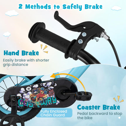 Costzon Rabbit Pilot Sporty Kids Bike, 12 Inch Child Bike for 3-8 Years Old with Adjustable Height