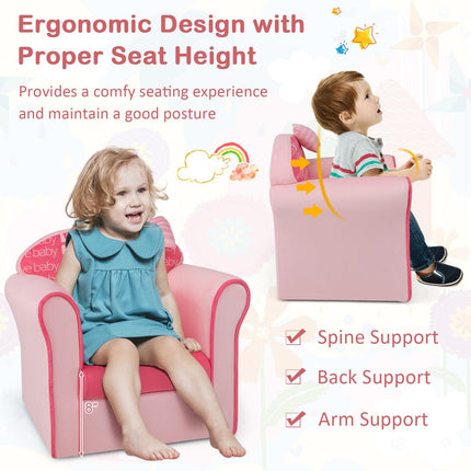 Costzon Kids Sofa, Toddler Upholstered Armchair with Solid Wooden Frame (Single Seat)