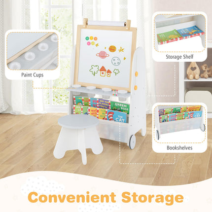 Costzon Easel for Kids 4 in 1 Toddler Activity Table & Stool Set with Magnetic Whiteboard