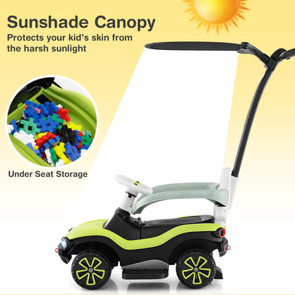 Costzon Push Car for Toddlers, 3 in 1 Volkswagen Stroller Sliding Walking Car with Canopy