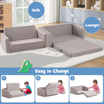 Costzon Kids Sofa, 2 in 1 Flip Open Couch with Machine Washable Sofa Cover