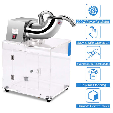 Costzon Ice Shaver Machine, Stainless Steel 110V Electric Ice Crusher with Dual Blades