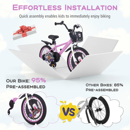 Costzon Kids Bike, 18 Inch Child Bike for 3-8 Years Old with Adjustable Height, Training Wheels