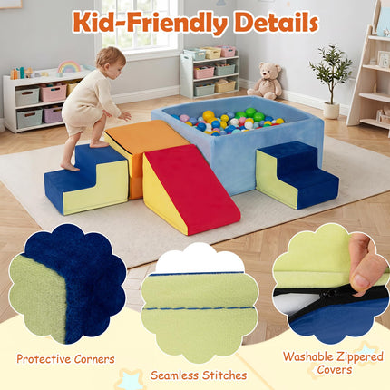 Costzon 6-Piece Foam Climbing Blocks w/Square Ball Pit for Toddlers