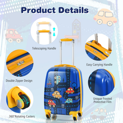 BABY JOY 2 PC Kids Carry On Luggage Set, 12" Backpack & 18" Toddler Suitcase