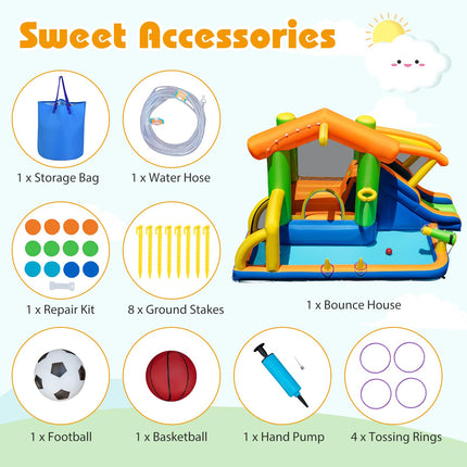 BOUNTECH Inflatable Water Slide 8-in-1 Playhouse Bouncy Castle Water Slide