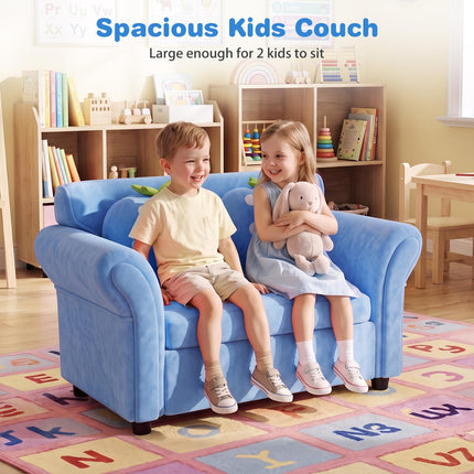 Costzon Kids Couch Double Seat Children's Sofa with 2 Strawberry Pillows