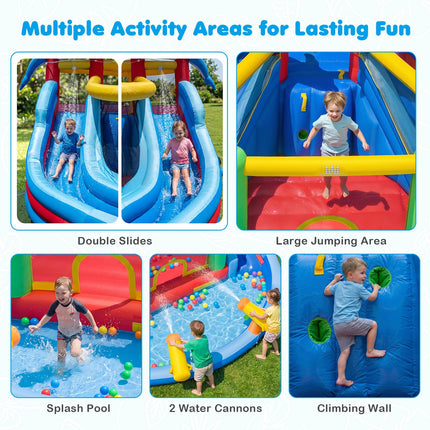 BOUNTECH Inflatable Water Slide | Dolphin Style 6 in 1 Bouncy Castle with Dual Slides