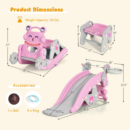Costzon 5 in 1 Toddler Slide Rocking Toy, Slide for Kids with Detachable Stool