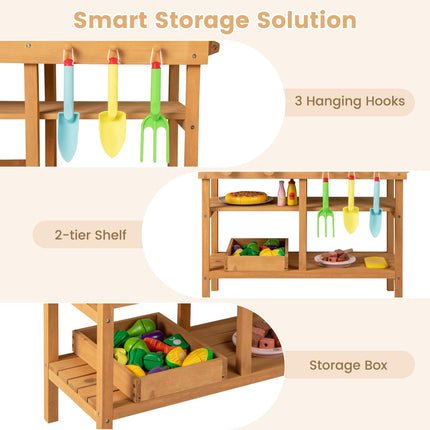 Costzon Mud Kitchen Toddler Wooden Pretend Playset