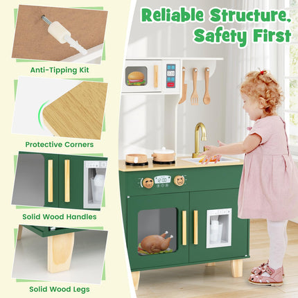 Costzon Little Chef Kitchen Playset w/Microwave for Girl Boy Aged 3+