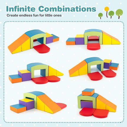 Costzon Toddler Climbing Toys Indoor, 6 PCS Soft Play Equipment with Colorful Tunnel