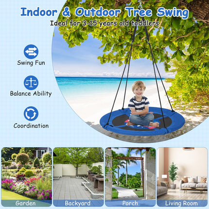 Costzon 40” Saucer Tree Swing for Kids, Flying Saucer Swing with Carabiners, Adjustable Hanging Ropes