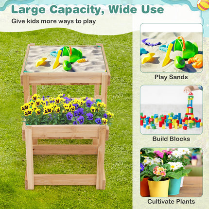 Costzon Sand Table, 2 PCS Wood Kids Sensory Table with Protective Cover