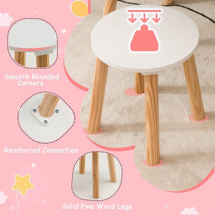 Girls Vanity Set with Mirror and Stool - Giantex
