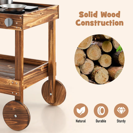 Costzon Mud Kitchen, Outdoor Play Kitchen with Sink, Faucet, Stoves and Cooking Accessories