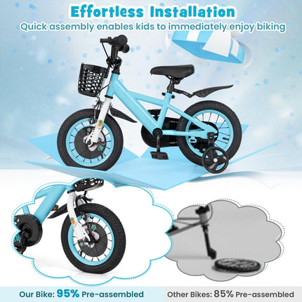 Costzon Rabbit Pilot Sporty Kids Bike, 12 Inch Child Bike for 3-8 Years Old with Adjustable Height
