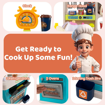 Costzon Kids Kitchen Playset | Toddler Play Kitchenette w/Smoke (Dual Side)
