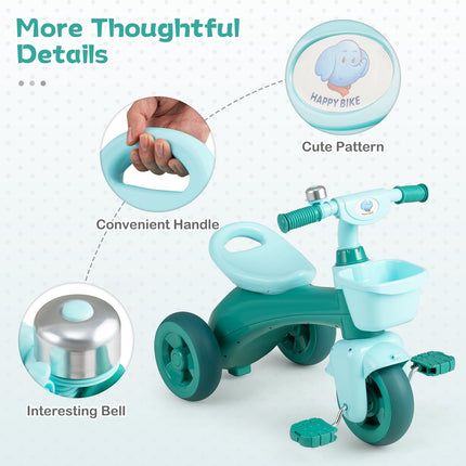 Costzon Kids Tricycle Ergonomic Seat Non-Slip Handle and Fun Bell