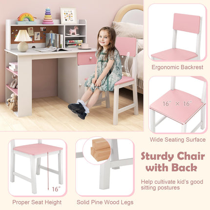 Costzon Kids Desk and Chair Set Study Table Computer Workstation