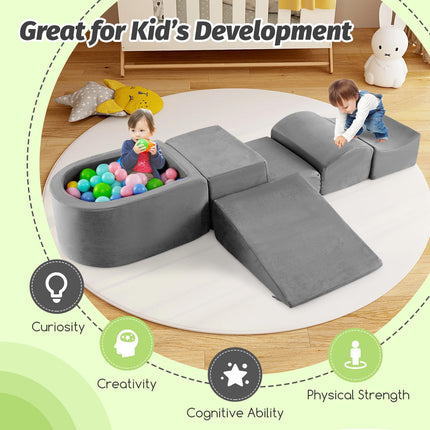 Costzon Toddler Climbing Toys Indoor, 5 Pieces Foam Climb and Crawl Playset