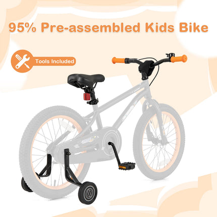 Costzon Outer Space Kids Bike, 18 Inch Sport Bicycle for 4-7 Years Old w/Adjustable Saddle, Training Wheels