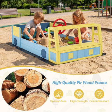 Costzon Sandbox Fir Wood Car-Theme Sand Pit