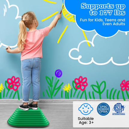 Costzon 6 Pcs Kids Stepping Stone, Non-Slip Toddler Balance Stones, Balance Blocks for Indoor/Outdoor Exercise