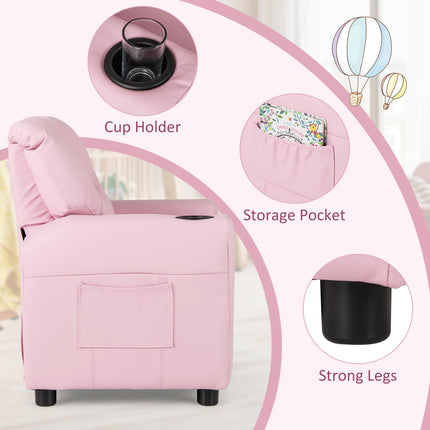 Costzon Kids Recliner Chair with Cup Holder, Toddler Furniture Children Armrest Sofa w/Headrest & Footrest for Girls Boys Baby Bedroom