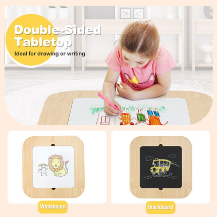 Costzon Kids Table and Chair Set, 3-in-1 Wooden Activity Table with Removable Tabletop