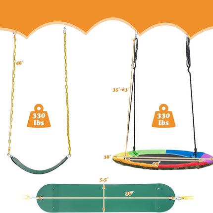 Costzon 660lbs Metal Swing Sets for Backyard, Heavy Duty Full Steel Swing Frame with 2 Swing Set