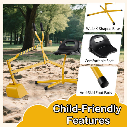 Costzon Sand Digger with 360° Rotation X-Shaped Metal Base & 2-Handed Controls for Sand