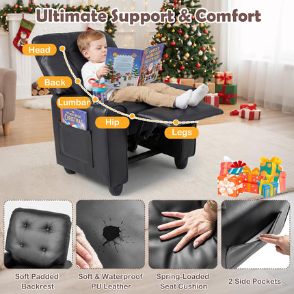 Costzon Kids Recliner PU Leather Toddler Baby Push Back Sofa