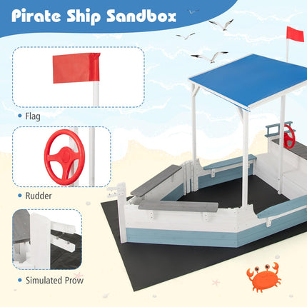 Costzon Pirate Ship Sandbox with Canopy